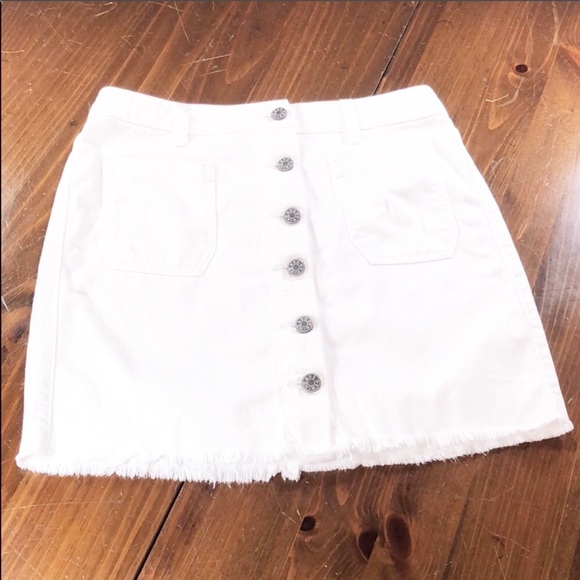 Urban Outfitters Dresses & Skirts - BDG White Denim Skirt Rough Edge